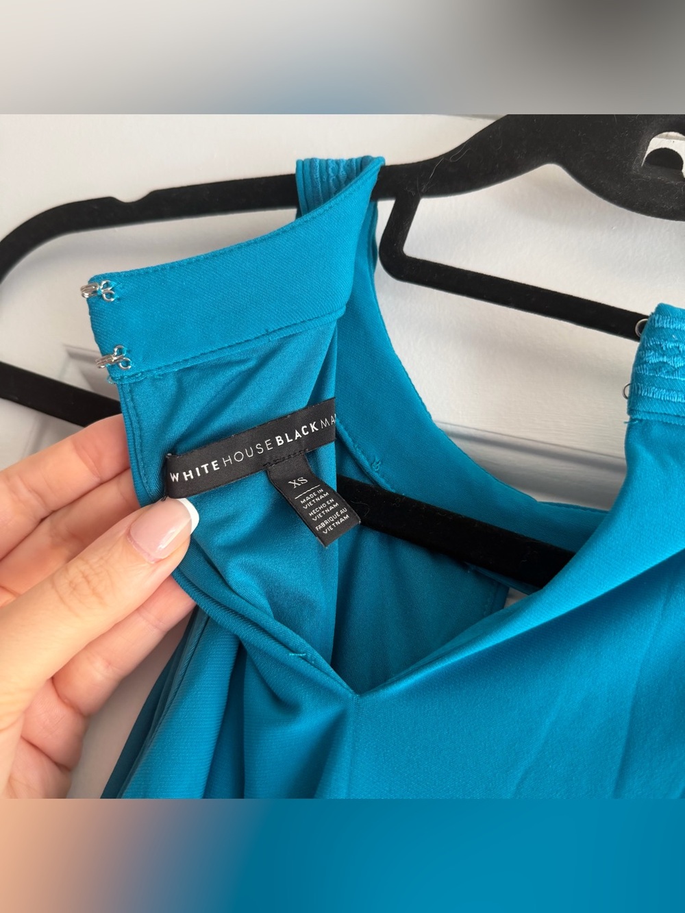 White House Black Market Bright Blue Halter Neck Sleeveless Blouse - Picture 3 of 5